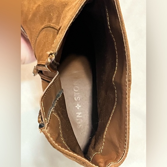Sun + Stone Women’s Brown Suede Zip-Up Heeled Ankle Boots Size 9.5 - Picture 12 of 14